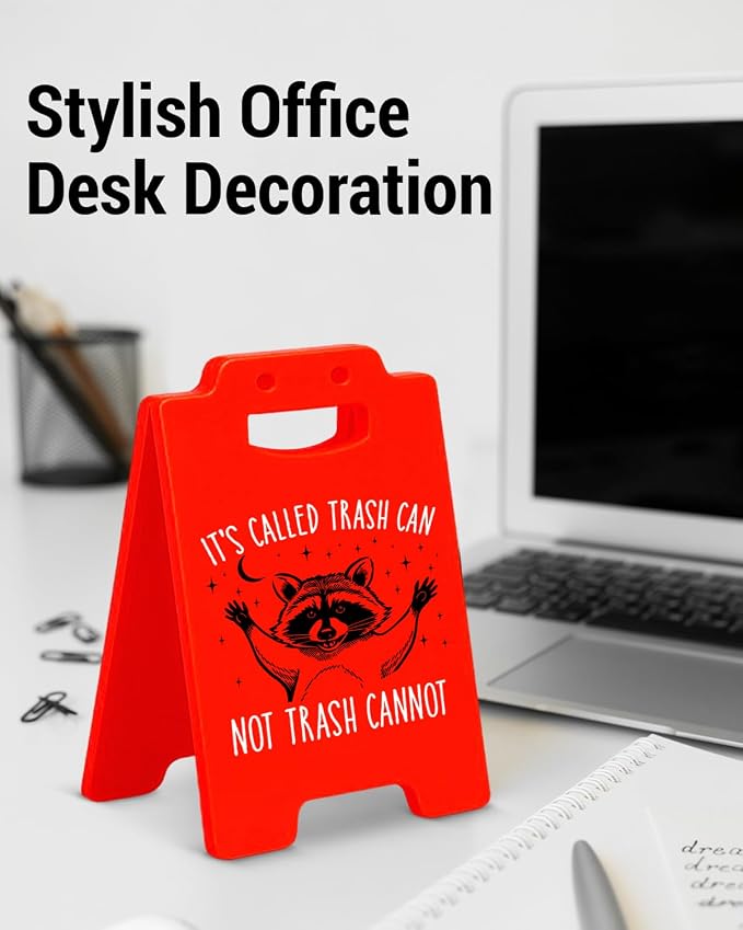Funny Office Decor, Positive Affirmations Motivational Desk Sign, Funny Raccoon Gag Gifts for Women Men Friends Coworker - Image 3