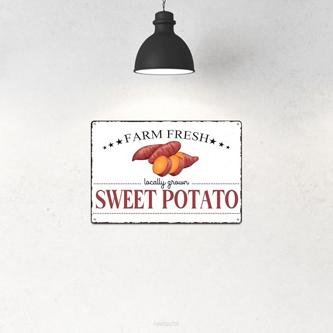 Vintage Sweet Potato Metal Signs Wall Decor Funny Vegetables Art Poster Decorative for Home Farmhouse Kitchen Garden Cafe Bar Farm Porch Fence Yard 12X8 Inch Aluminium Hanging Plaque - Image 4