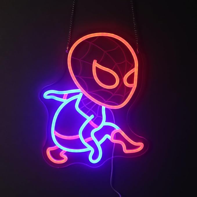 "Spidey Sense" Neon Light - LED Spider Light Wall Art for Game Room, Dorm, Kids Room or Comic Fan Decor, Dimmable USB, Awesome Gift for Anime Movie Fans - Image 6