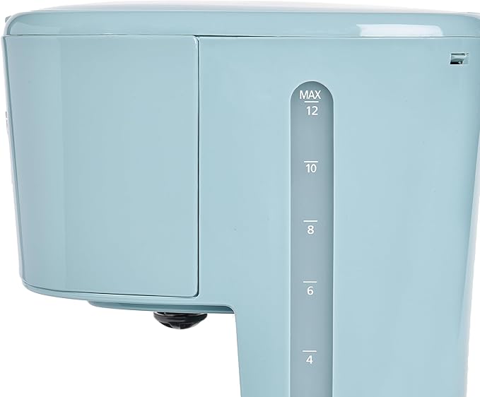 Haden Brighton Coffee Machine, 12 Cup Programmable Drip Coffee Maker with Auto Shut-Off Function and Reusable Washable Water Filter, Sky Blue & Chrome
