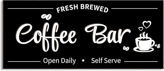 Uflashmi Coffee Bar Sign Wall Decor, Coffee Signs for Cafe Station Bar Kitchen Decorations, Cafe Station Accessories Decor Wall Art, Black