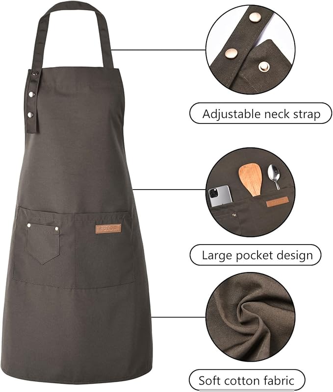 Tosewever Art Aprons for Women Painting Pottery Baking, Mens Buckle Straps Kitchen Apron with Pockets for Chef Cooking