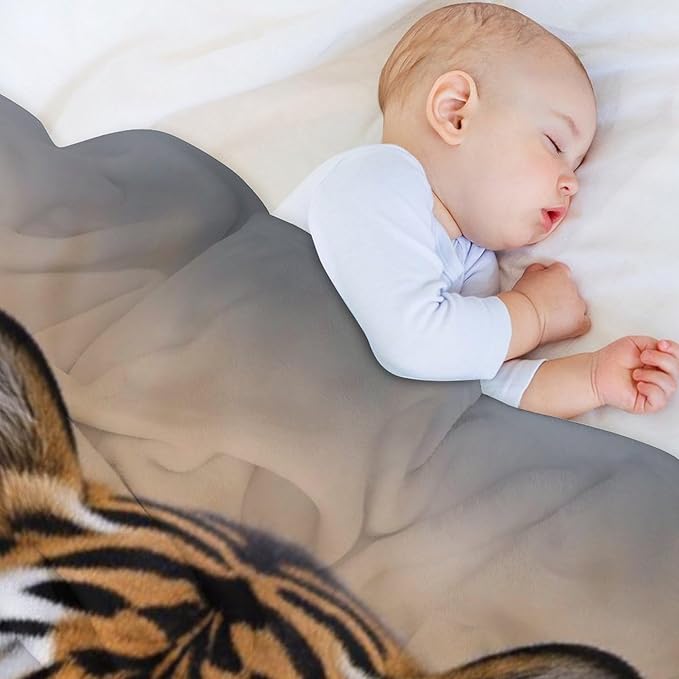 Beautiful Tiger Nature Grass Super Soft Throw Blanket, Blue Butterfly Flannel Fleece Decorative Throw for Sofa Couch Bedroom Decor Outdoor Use 50"x60"