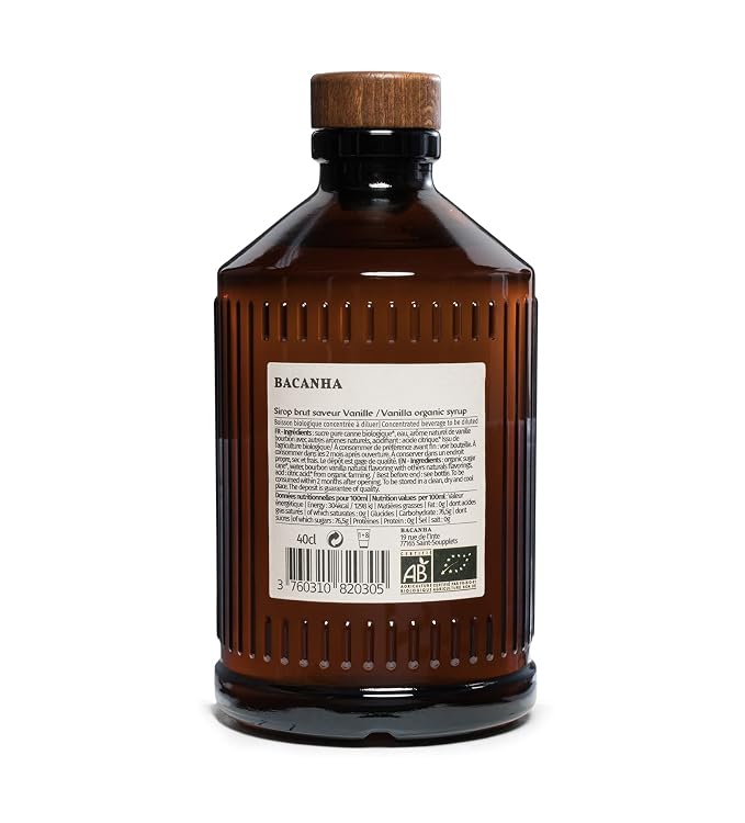 Bacanha Organic Raw Vanilla Syrup - Premium French Syrup - Sweet & Exotic Flavor for Coffee, Desserts & Cocktails - Gourmet and Organic - For Lattes, Mocktails, Teas - 400ml Glass Bottle - Image 3
