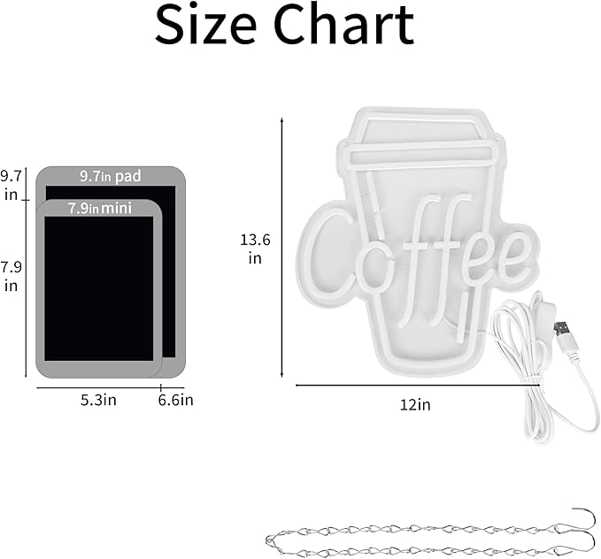 Coffee Neon Sign for Wall Decor Bright Led Neon Light for Business Sign Coffe Led Lights for Coffee Store Cafe Shop Bars Restaurant Hotels Salons Clubs Coffees Lovers Size 12.0 * 13.6in(XD341)