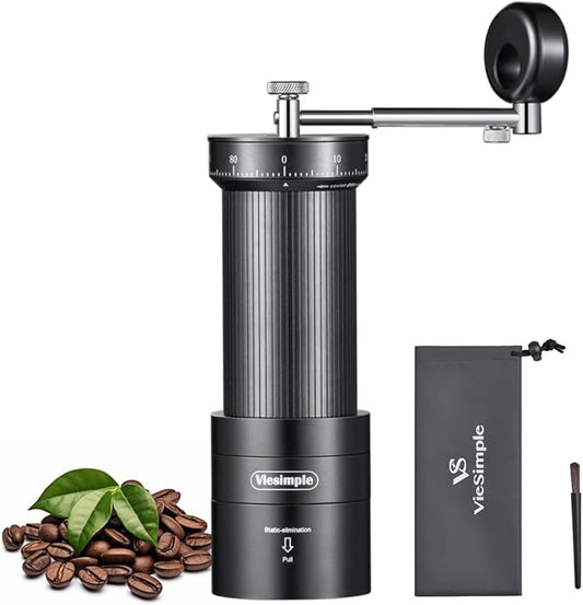 V4 Manual Coffee Grinder with Foldable Handle, 30g Capacity, Espresso Coffee Grinder with Aluminum Alloy Body & Stainless Steel Conical Burr for Consistent Grind – Travel Camping Home Use