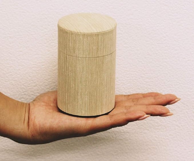 Natural Wood Tea Tin Canister : Oak/Long 3.5oz (100g), Japan