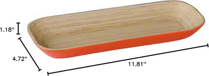 Premier Housewares Kyoto Spun Bamboo Tray - 3 x 30 x 12 cm, Orange