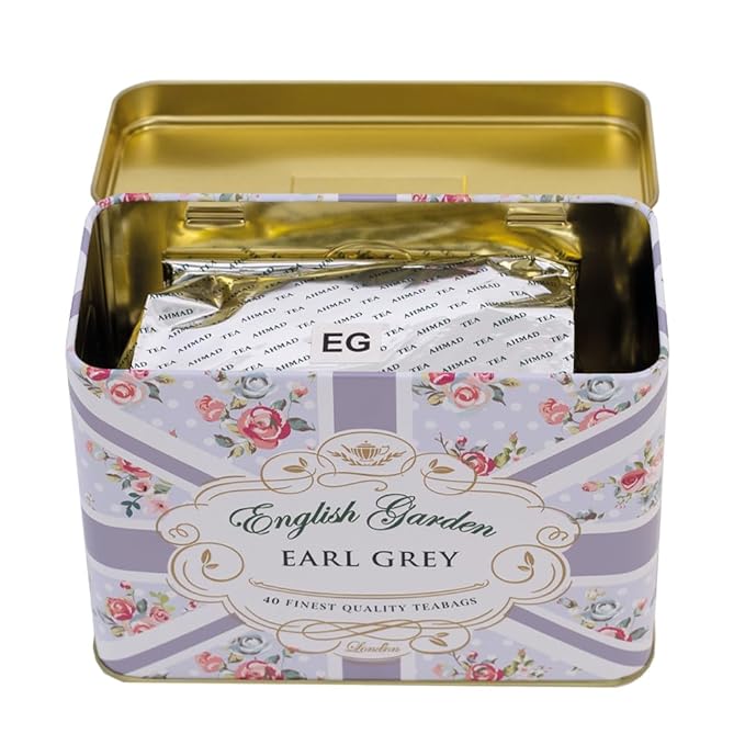 Ahmad Tea English Garden Caddy Earl Grey, 40 Tagged Teabags (Pack of 1)
