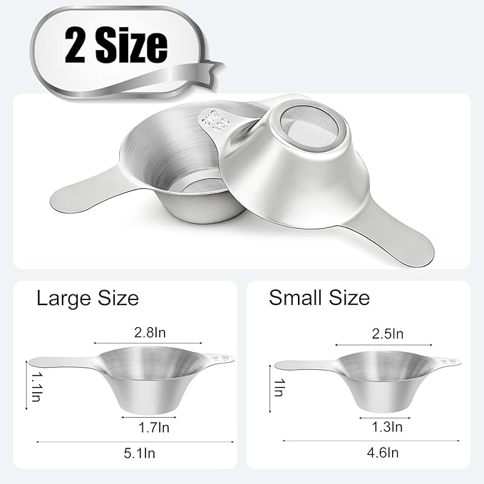 WUWEOT 6 Pcs Different Size Tea Infuser, 304 Stainless Steel Mini Fine Mesh Strainer, Coffee Filter with Double Handles for Hanging on Teapots, Mugs, Cups to Steep Loose Leaf Tea and Coffee