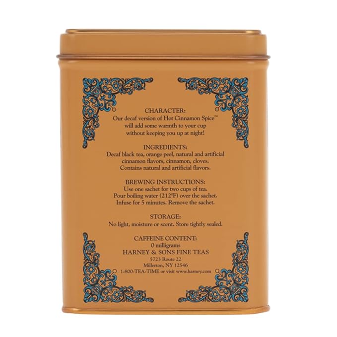 Harney & Sons Decaf Hot Cinnamon Tea, Tea Sachets | 20 Sachets | 1.4 oz | Pack of 2