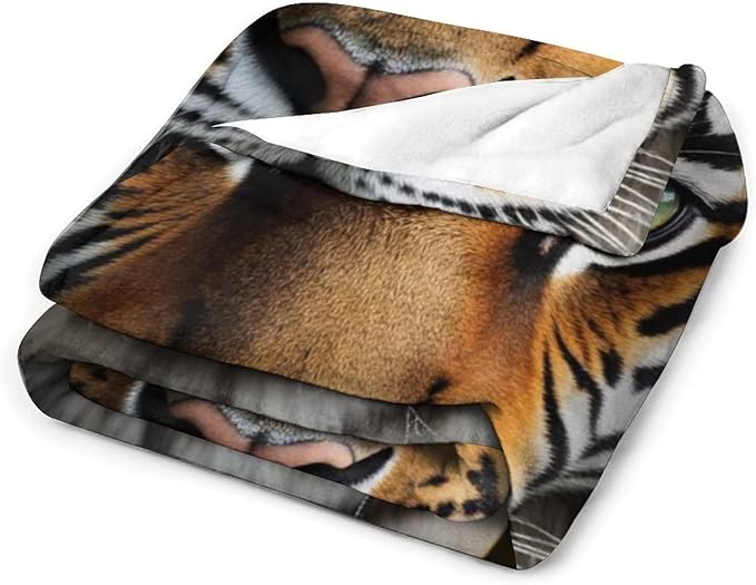 Beautiful Tiger Bamboo Eye Nose Super Soft Throw Blanket, Rustic Whisker Orange Flannel Fleece Decorative Throw for Sofa Couch Bedroom Decor Outdoor Use 60"x80"