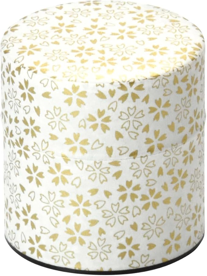 Japanese Pokkan Matcha Coffee Spice Tea Tin Canister Washi Paper Storage with Lid 7.05 oz Capacity (Kenran Hana,S)
