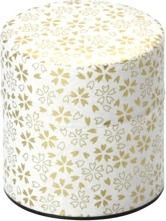 Japanese Pokkan Matcha Coffee Spice Tea Tin Canister Washi Paper Storage with Lid 7.05 oz Capacity (Kenran Hana,S)