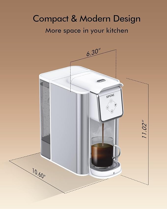 Single Serve Coffee Maker, 3-in-1 Pod, Ground Coffee & Loose Leaf Tea Brewer, Fast Brew White Coffee Machine with 1.5L Water Tank, Compact One Cup Coffee Maker for Home Office Travel