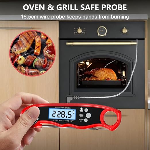 Meat Thermometer Digital, Instant Read Food Thermometer with Dual Probe, Backlight LCD Display, Calibration Function, Kitchen Accessories for BBQ Grill, Gift for Men Birthday, Dad & Mom