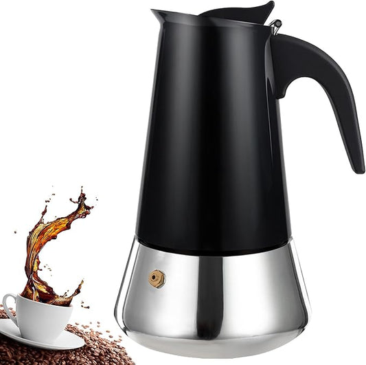 6 Cup Stovetop Espresso Maker Stainless Steel Moka Pot Stove Top Percolator Italian Coffee Makers Capable Mocha Greca Machine Cafe Classic Induction Cookers for Home and Camping 300ml 10oz