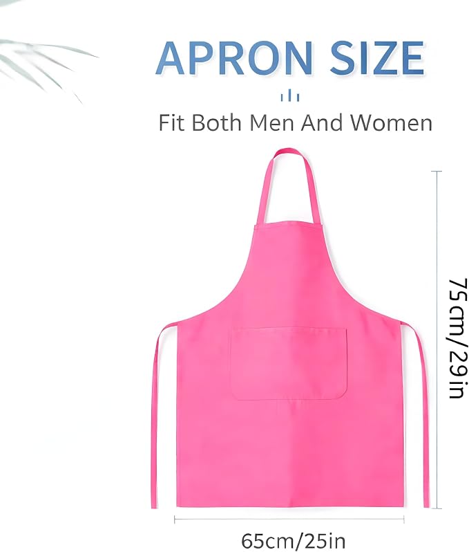 8 Pack Aprons Bulk with Pockets, Unisex Apron with Extra Long Ties for Chef, Cooking Classes, Painting, BBQ - Image 2