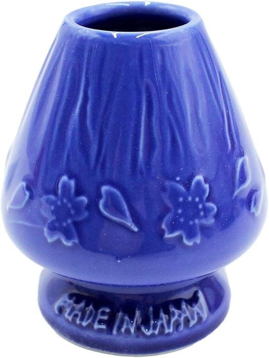 Japanese Tea Matcha Bamboo Whisk Holder Stand Chasen Naoshi Tea Accessory Porcelain Fuji Design (Blue)