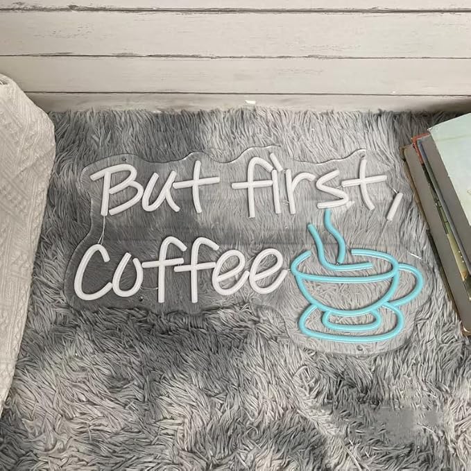 But First Coffee LED Neon Sign Custom Coffee Bar Shop Kitchen Wall Decoration Cafe Neon Light Decor Welcome Open Sign Gift