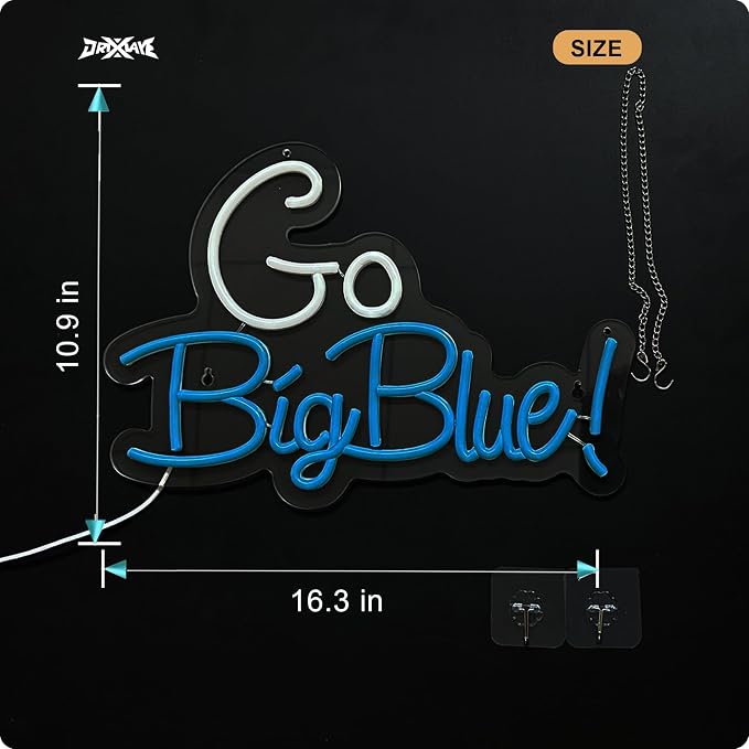 Go big blue neon sign University Slogan neon sign for wall decor Kids Room Decor Bar Game Room Man Cave Gift - Image 4
