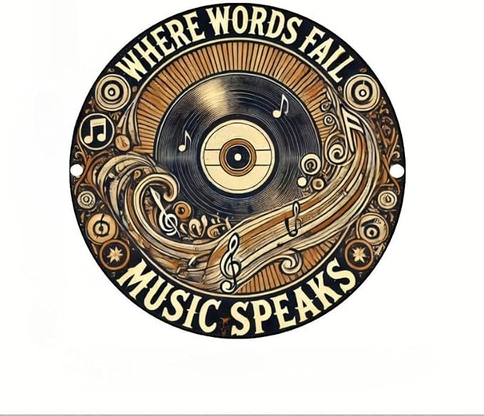Vintage Record-Inspired Circular Decor Sign - Ideal for Home, Bar, Cafe & Garage Ambiance | Wood Fiberboard Music Festival Wall Art by Unknown