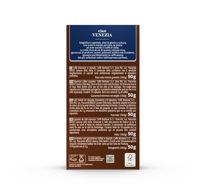 Caffè Borbone Ciao Venezia Aluminum Capsules Compatible with Nespresso Original Machines, Medium Roast, 100 Count
