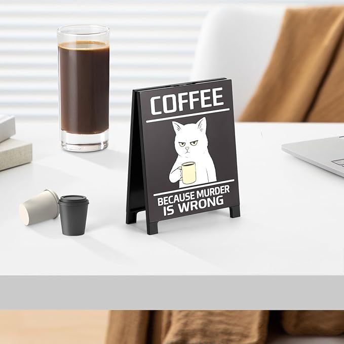 Coffee Bar Accessories Decor: Black Coffee Station Corner Decorations Sign for Kitchen Office Tabletop Shelf