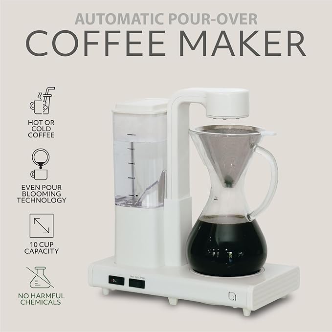 WILLOW 10 Cup Drip Coffee Maker, Automatic Pour Over Coffee Maker with Glass Carafe and Auto Shut-Off Feature, Suitable for Hot & Iced Coffee, ECO Coffee Machine made with 99% PC Recycled Plastics