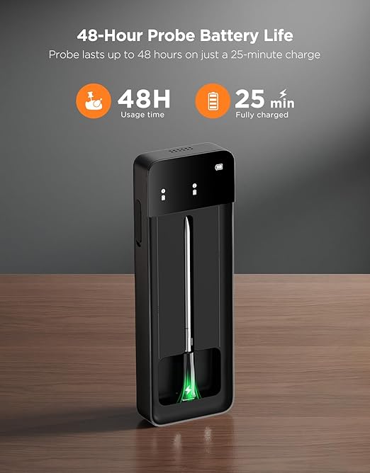 GoveeLife Bluetooth Wireless Meat Thermometer with Digital Standalone LCD Base, WiFi Unlimited Range, 1.8 Accuracy, Food Grade Internal Ambient Sensor Probes for Kitchen, BBQ, Grill, Oven, Smoker