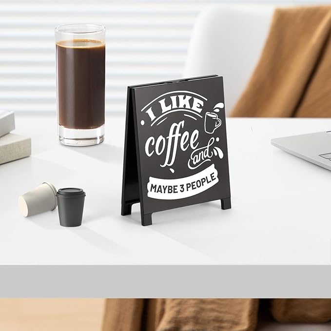 Coffee Bar Accessories Decor: Black Coffee Station Corner Decorations Sign for Kitchen Desk Shelf Tabletop