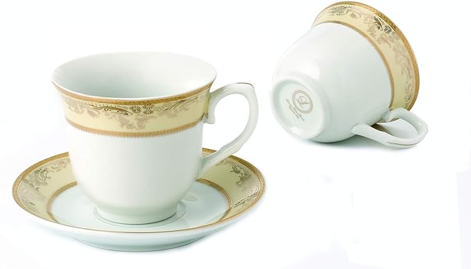 Lorren Home 8oz. Tea/Coffee Set Service for 4-Gold Floral