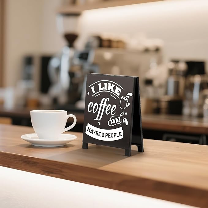 Coffee Bar Accessories Decor: Black Coffee Station Corner Decorations Sign for Kitchen Desk Shelf Tabletop