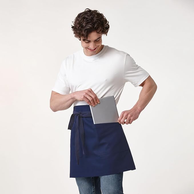 Waist Apron for Men Server Bistro Half 4251BY | Adjustable Half Bistro Apron for Waiters Bartenders, Polyester Cotton Canvas, Durable & Comfortable - Image 4