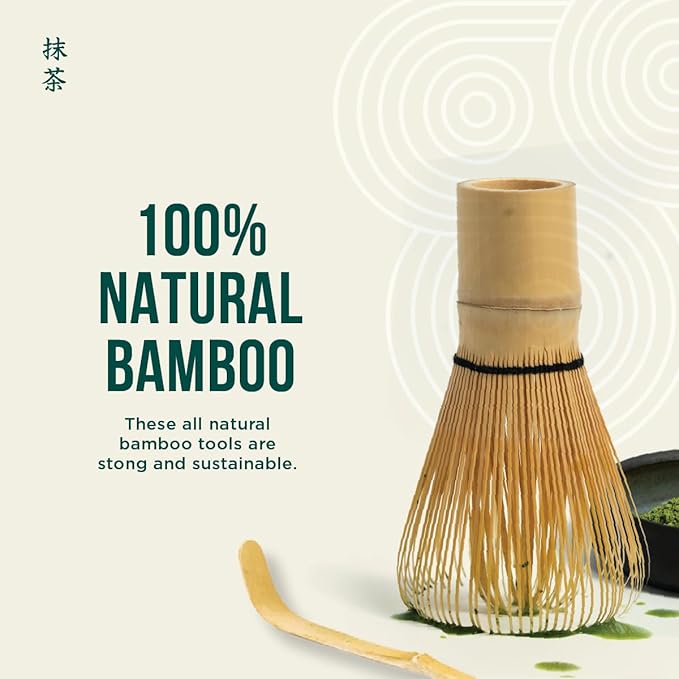 Jade Leaf Matcha Traditional Matcha Starter Set (Bamboo Whisk and Scoop, Stainless Steel Sifter) and Organic Ceremonial Matcha (30g Pouch)
