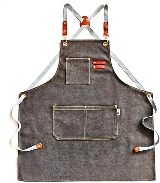 Chef Apron Bib Apron with 2 Large Pockets Adjustable Neck Strap Kitchen Apron Cooking Apron Stripes Baking Apron by Unknown