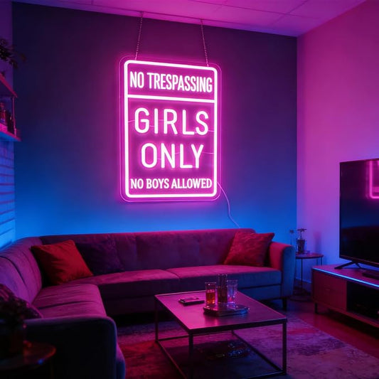 "Girls Only" neon Light - LED Wall Art for Girls Room, Club,Cave,Dorm, Study Nook or Bestie Hangout Space, Dimmable USB, Cool Bonding Gift for Sisters & Best Friends by Nordstylee