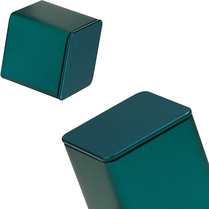 Square Tin Can Empty Cube Steel Box Storage Container kit 65mm Series for Treats, Gifts, Favors, Loose Tea, Coffee and Crafts, Emerald Green, 3L