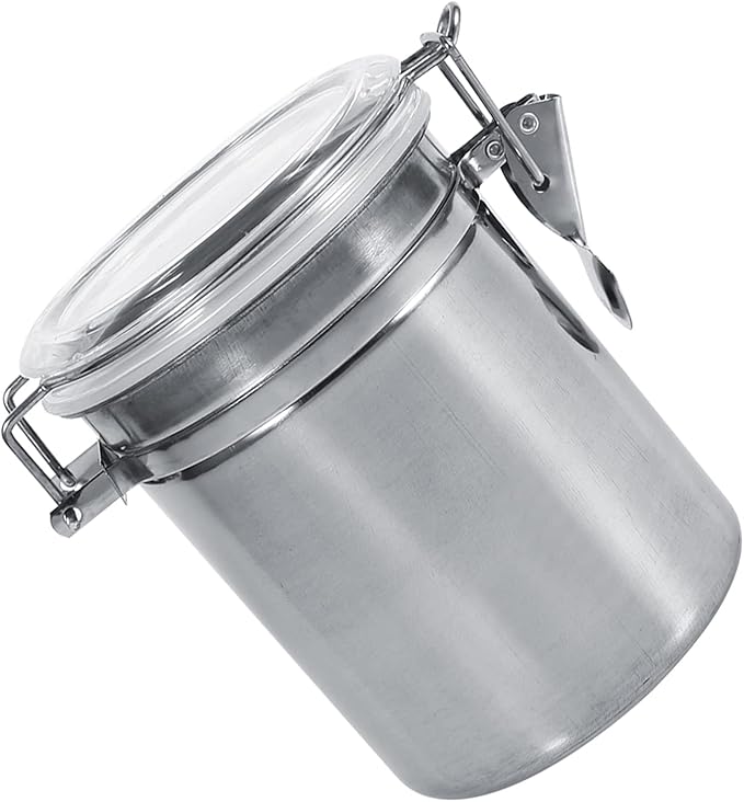 Stainless Steel Kitchen Food Storage Container Bottle For Sugar Tea Coffee Beans Dry Goods Transparent Cover Easy To Use Kitchen Canister (Large Size (37.4 X 18.9 X 6.7in))