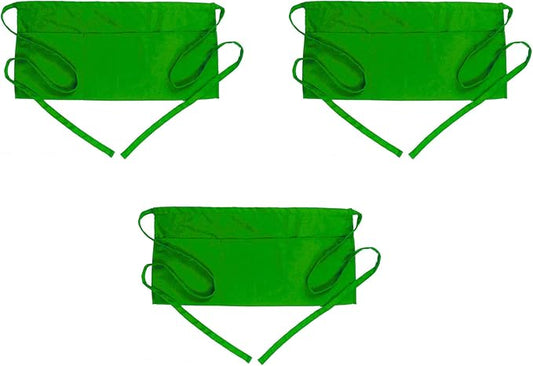 BOHARERS Waist Apron with 3 Pockets 3 Pack - Green Waitress Server Short Apron