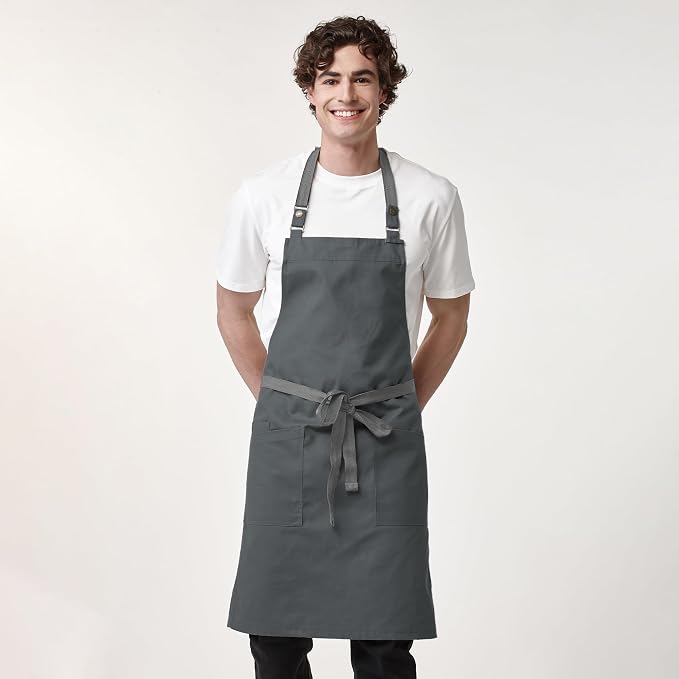 Chef Men Canvas Waterproof Apron Pocket 4251GB | Polyester Cotton Canvas Apron for BBQ Grilling Kitchen Cooking, Adjustable Neck, Durable & Comfortable - Image 5