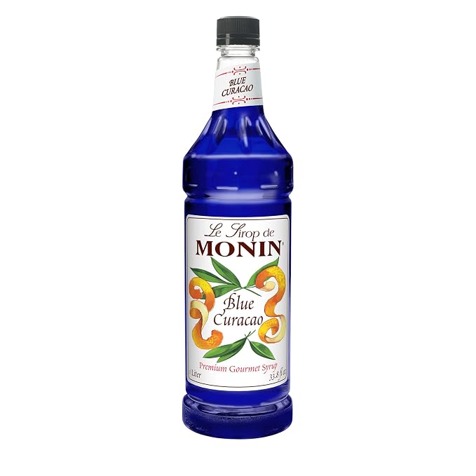 Monin - Premium Blue Curacao Syrup | Iconic Blue Hue & Zesty Sweetness for Cocktails & Creations | No Artificial Flavors Or Preservatives (BPA Free Bottle, 33.8 fl oz) by Monin