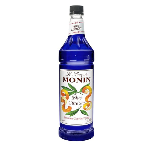 Monin - Premium Blue Curacao Syrup | Iconic Blue Hue & Zesty Sweetness for Cocktails & Creations | No Artificial Flavors Or Preservatives (BPA Free Bottle, 33.8 fl oz) by Monin