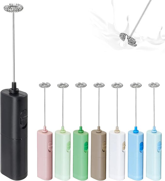 Portable Coffee Frother by ELMWAY, Battery Operated Electric Whisk, Mini Milk Frother Handled for Coffee, Latte, Matcha and Protein Powder - Black