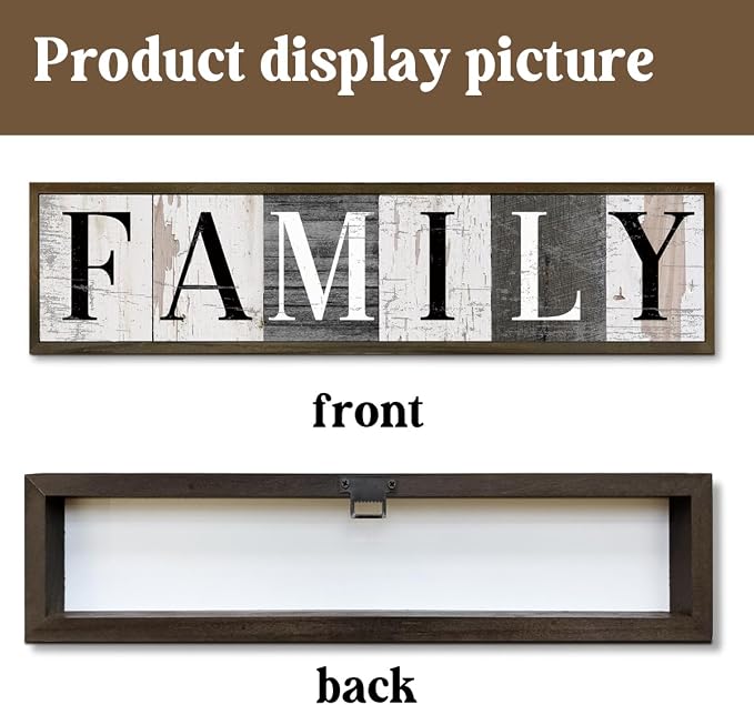 WKYAER Vintage Family Sign, Family Wooden Box Sign for Wall, Rustic Hanging Signs and Plaques, Families Room Decor, Home Decor for Table Shelf, Farmhouse Wood Decoration 17.8x4x1.2 inches - Image 3