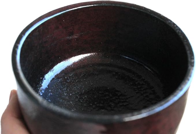 Japanese Traditional Handcrafted Matcha Chawan Tea Bowl Cup Ceremony Tableware Pottery (Kurosuna Benikeshou)