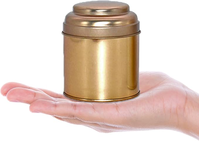 6 Pack Tea Tin Canister with Airtight Double Lids for Loose Tea, Mini Tea Storage Containers Round Tin Canister for Storage Teas Bags Coffee Sugar，8 Fluid Oz, Rose Gold