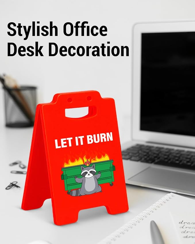 Funny Office Gifts for Women Men Boss Leader Coworkers, Dumpster Fire Desk Decor, Employee Appreciation Gifts, Cute Humor Dumpster Office Desk Sign Cubicle Decor - Image 3