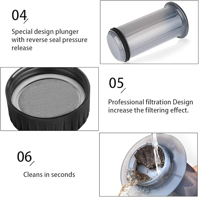 Coffee Press Maker -New Desgin Bigger Capacity Quickly Makes Delicious Coffee Without Bitterness - 1 to 3 Cups Per Pressing (Coffee Maker)