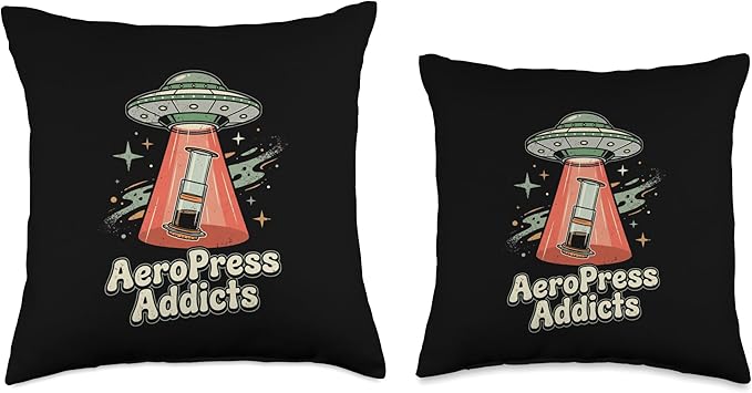 UFO AeroPress Funny Coffee Shirts Sci-Fi AeroPress Brewing Throw Pillow